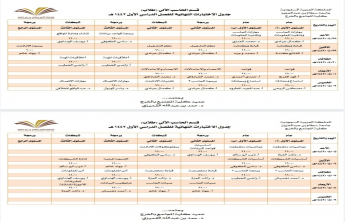 جدول الاختبارات النهائية للفصل الدراسي الاول 1442